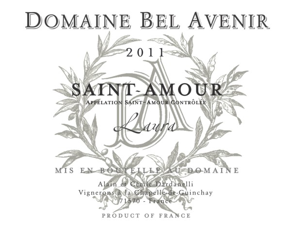 French Red Beaujolais Wine, Domaine Bel Avenir 2011 Saint-Amour Laura