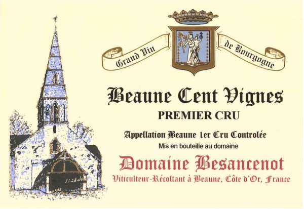 French Red Burgundy Wine, Domaine Besancenot 2002 Beaune Premier Cru Cent Vignes