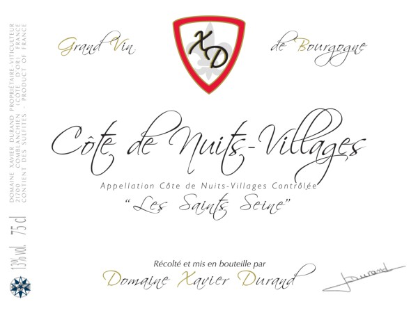 French Red Burgundy Wine, Domaine Xavier Durand 2012 Côte de Nuits Villages