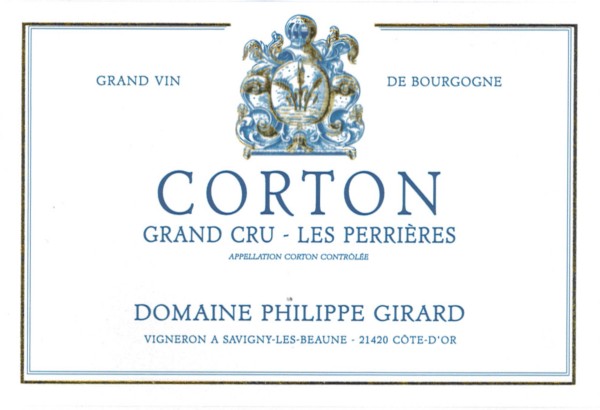 French Red Burgundy Wine, Domaine Philippe Girard 2012 Corton Perrieres