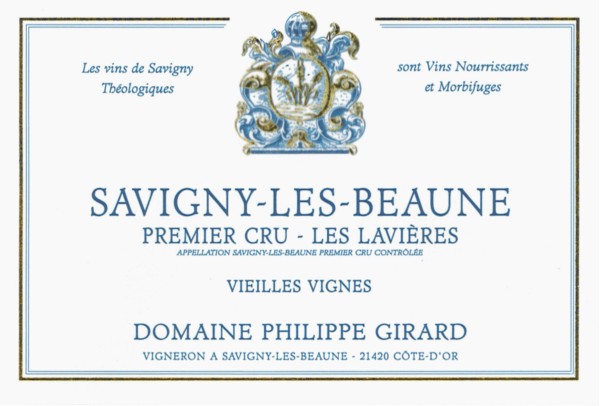 French Red Burgundy Wine, Domaine Philippe Girard 2012 Savigny-les-Beaune Premier Cru Les Lavières