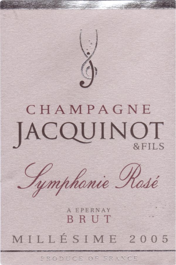 French Champagne, Champagne Jacquinot & Fils 2005 Champagne Symphonie Rosé
