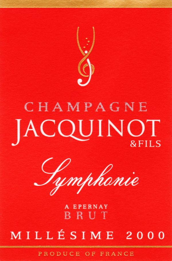 French Champagne, Champagne Jacquinot & Fils 2000 Champagne Symphonie Brut