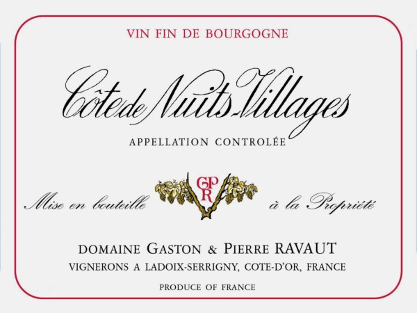 French Red Burgundy Wine, Domaine Gaston & Pierre Ravaut 2010 Côte de Nuits Villages