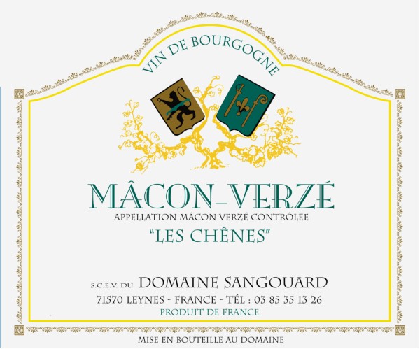 French White Burgundy Wine, Domaine Sangouard 2011 Mâcon-Verzé Les Chenes