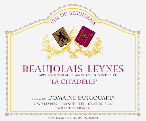 French Red Beaujolais Wine, Domaine Sangouard 2011 Beaujolais-Villages La Citadelle