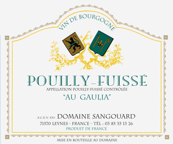 French White Burgundy Wine, Domaine Sangouard 2011 Pouilly-Fuissé Au Gaulia