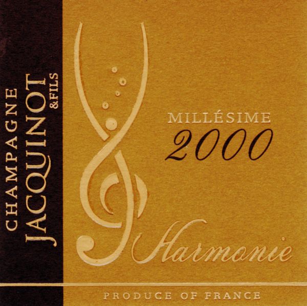 French Champagne, Champagne Jacquinot & Fils 2000 Champagne Harmonie