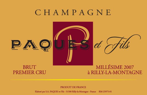 French Champagne, Champagne Paques et Fils 2007 Champagne Carte Rouge
