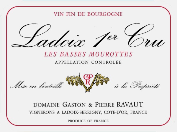 French Red Burgundy Wine, Domaine Gaston & Pierre Ravaut 2010 Ladoix Premier Cru Les Basses Mourottes