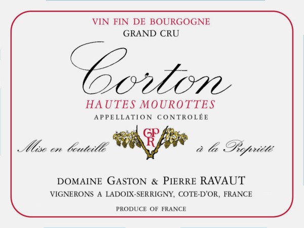 French Red Burgundy Wine, Domaine Gaston & Pierre Ravaut 2010 Corton Hautes Mourottes